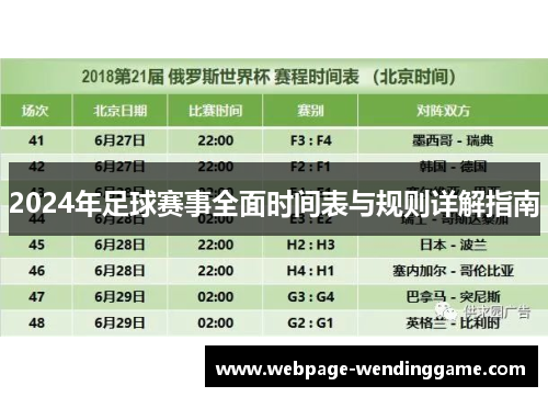 2024年足球赛事全面时间表与规则详解指南