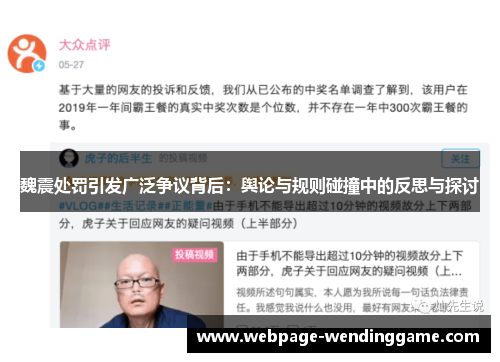 魏震处罚引发广泛争议背后：舆论与规则碰撞中的反思与探讨