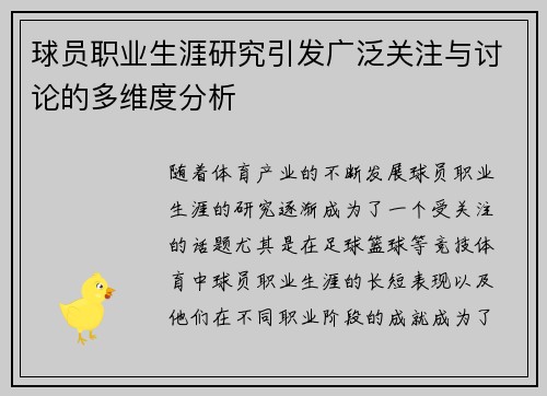 球员职业生涯研究引发广泛关注与讨论的多维度分析