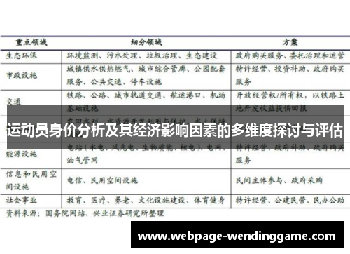 运动员身价分析及其经济影响因素的多维度探讨与评估